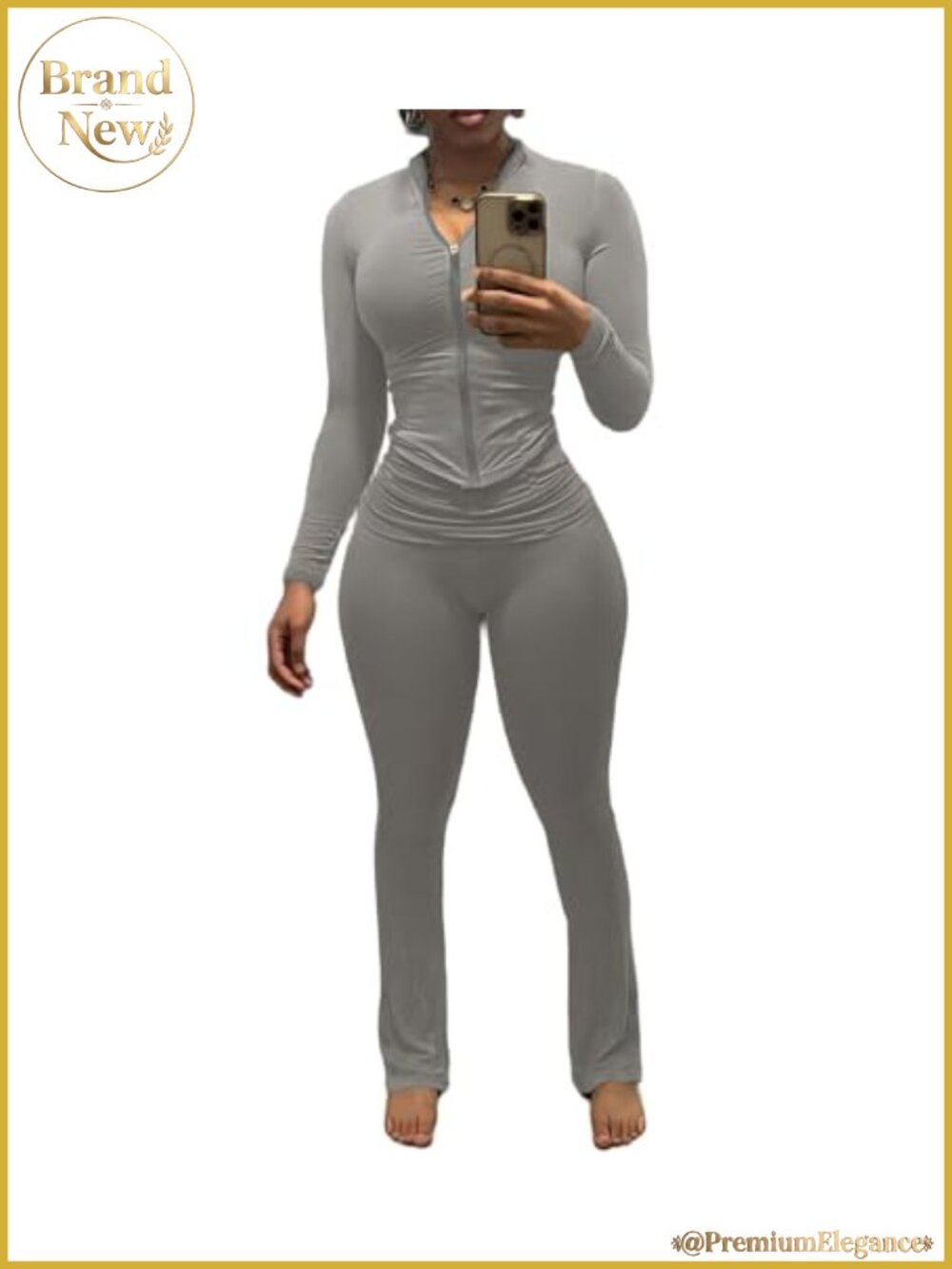 Two Piece Workout Set Long Sleeve Zip Up Sweatsuit Tracksuit Women's Activewear